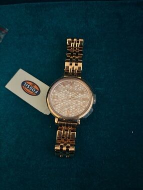 Fossil Rose Gold Tone Women's Crystal-Pattern Bracelet Watch